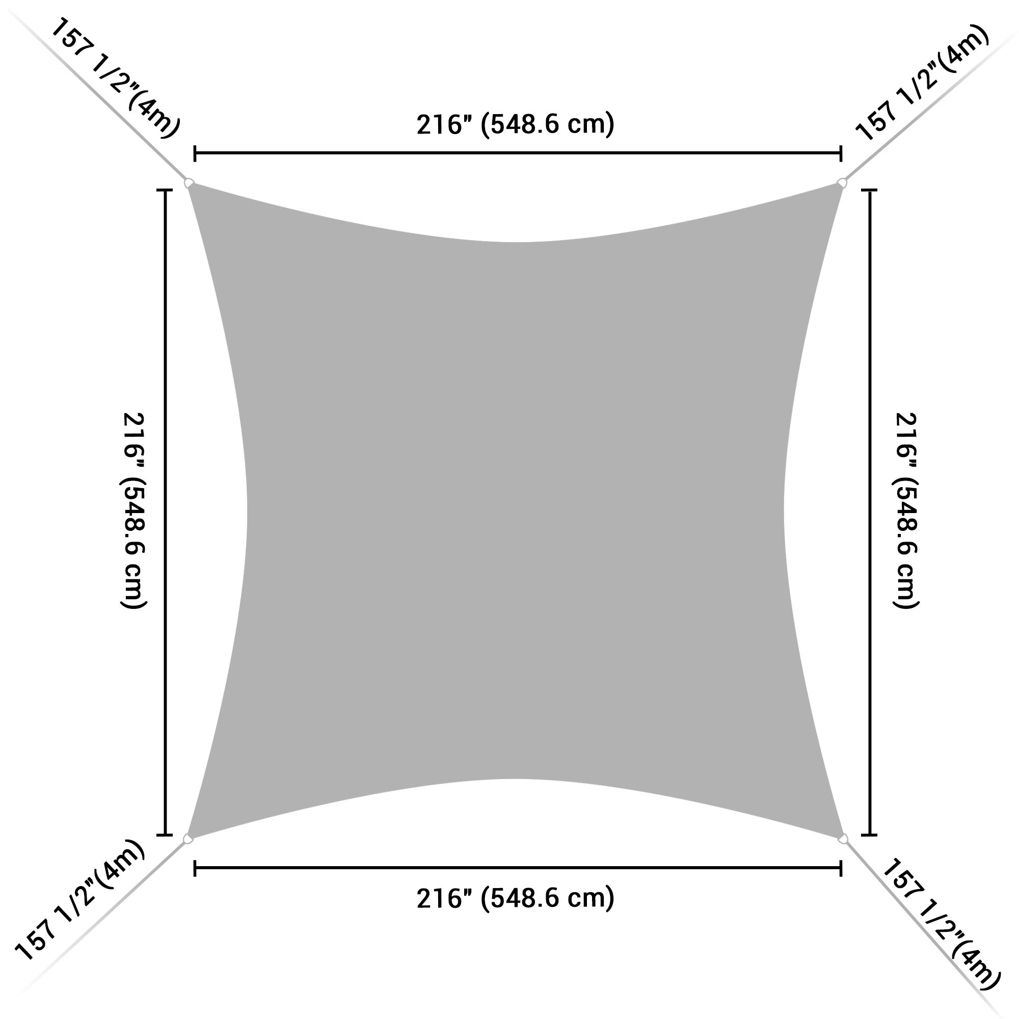 18x18Ft 97% UV Block Square Sun Shade Sail Outdoor Patio